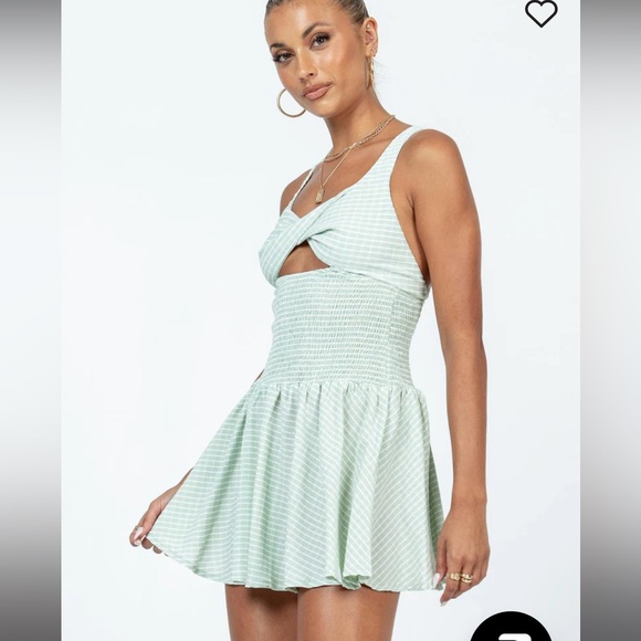 Princess Polly Dresses & Skirts - 💘Princess Polly Arden Mini Smocked Gingham Green Sage Preppy Dress US 10